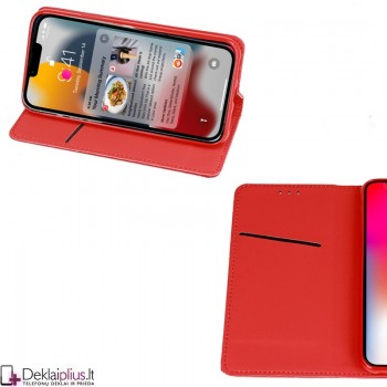 Telone smart magnet atverčiamas dėklas - raudonas (telefonui Apple Iphone 13)